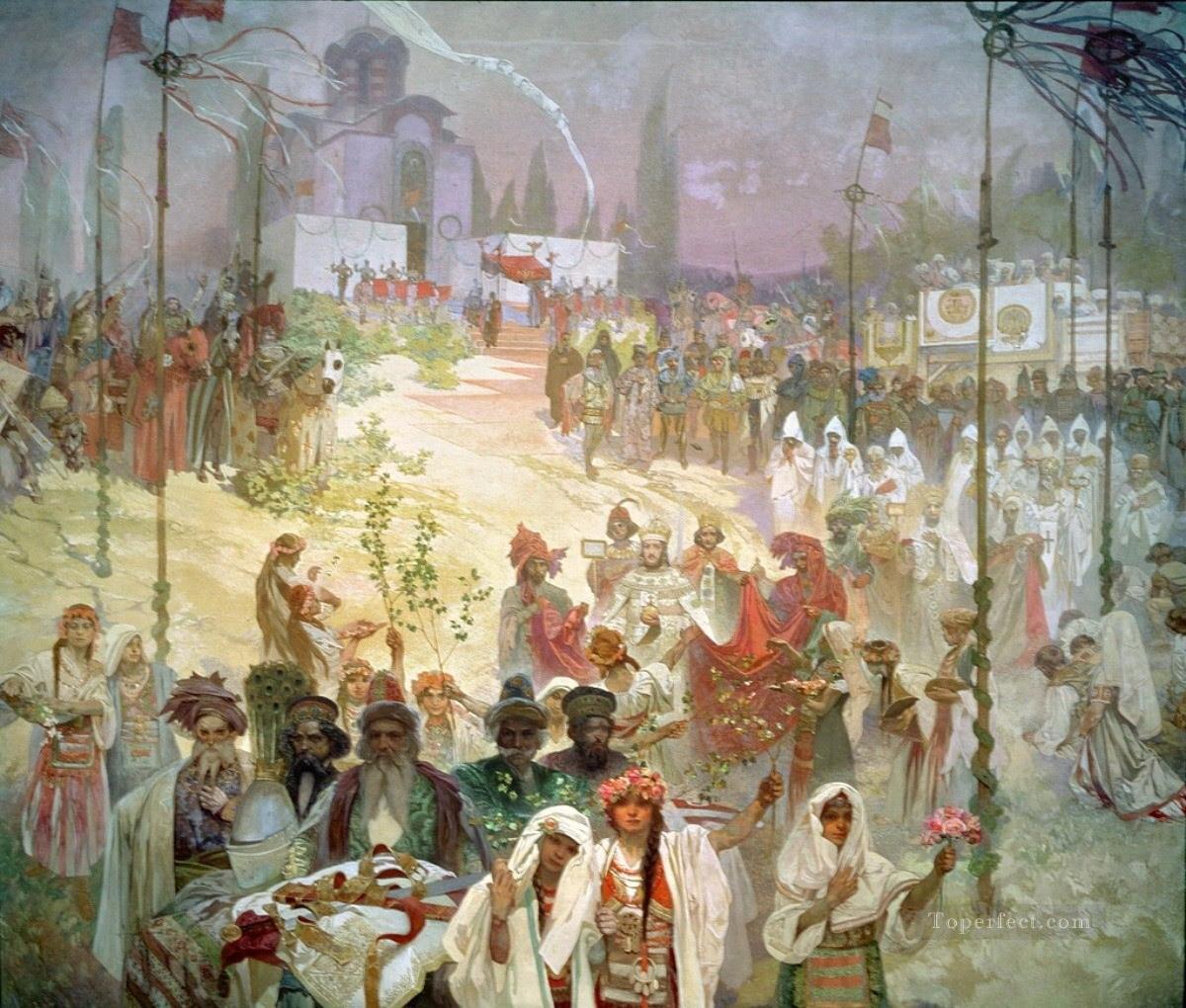 Coronation of Emperor Duaan in The Slavonic Epic Alphonse Mucha Oil Paintings
